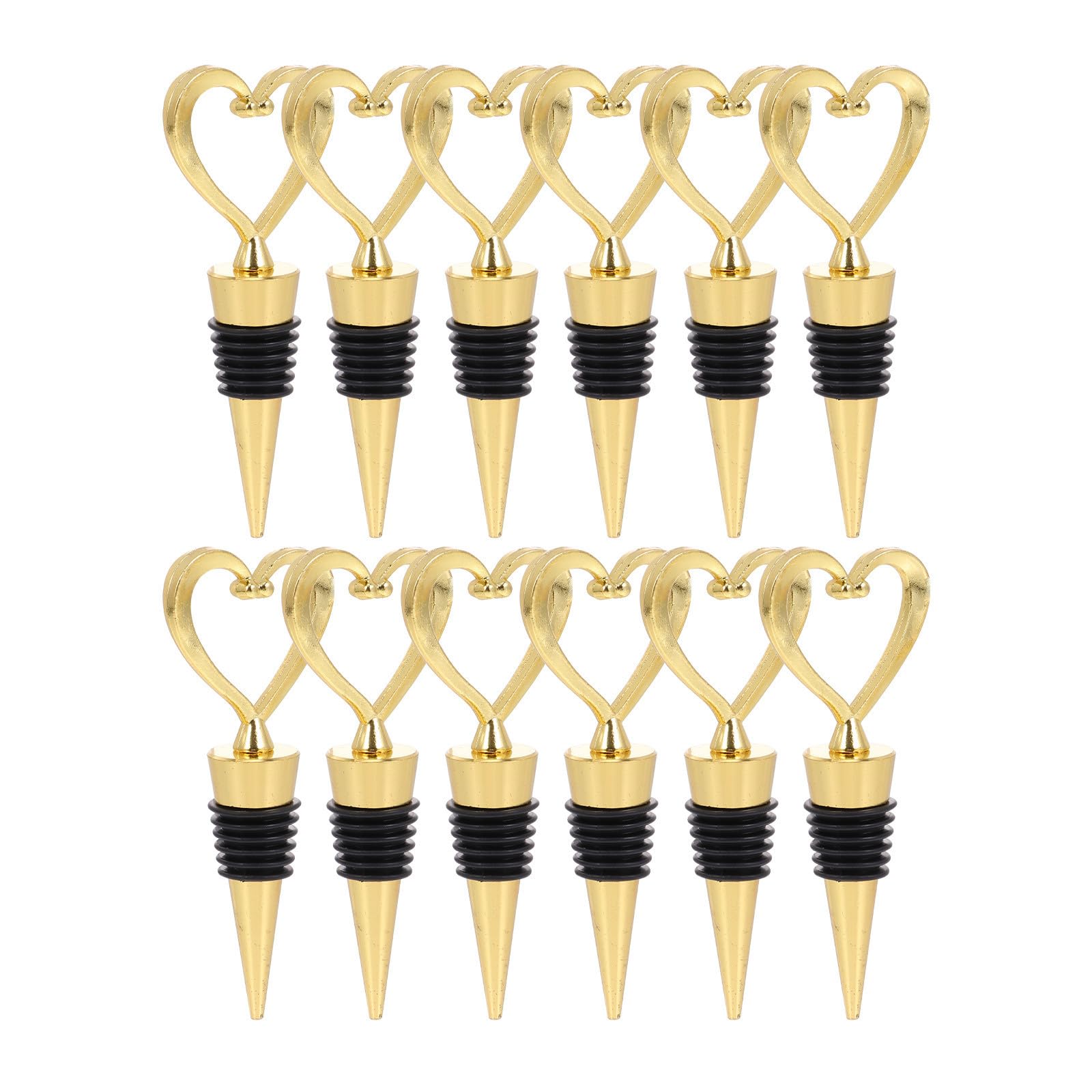 Tapón de botella de vino para bodas y eventos, juego de 12 piezas de corazón dorado brillante