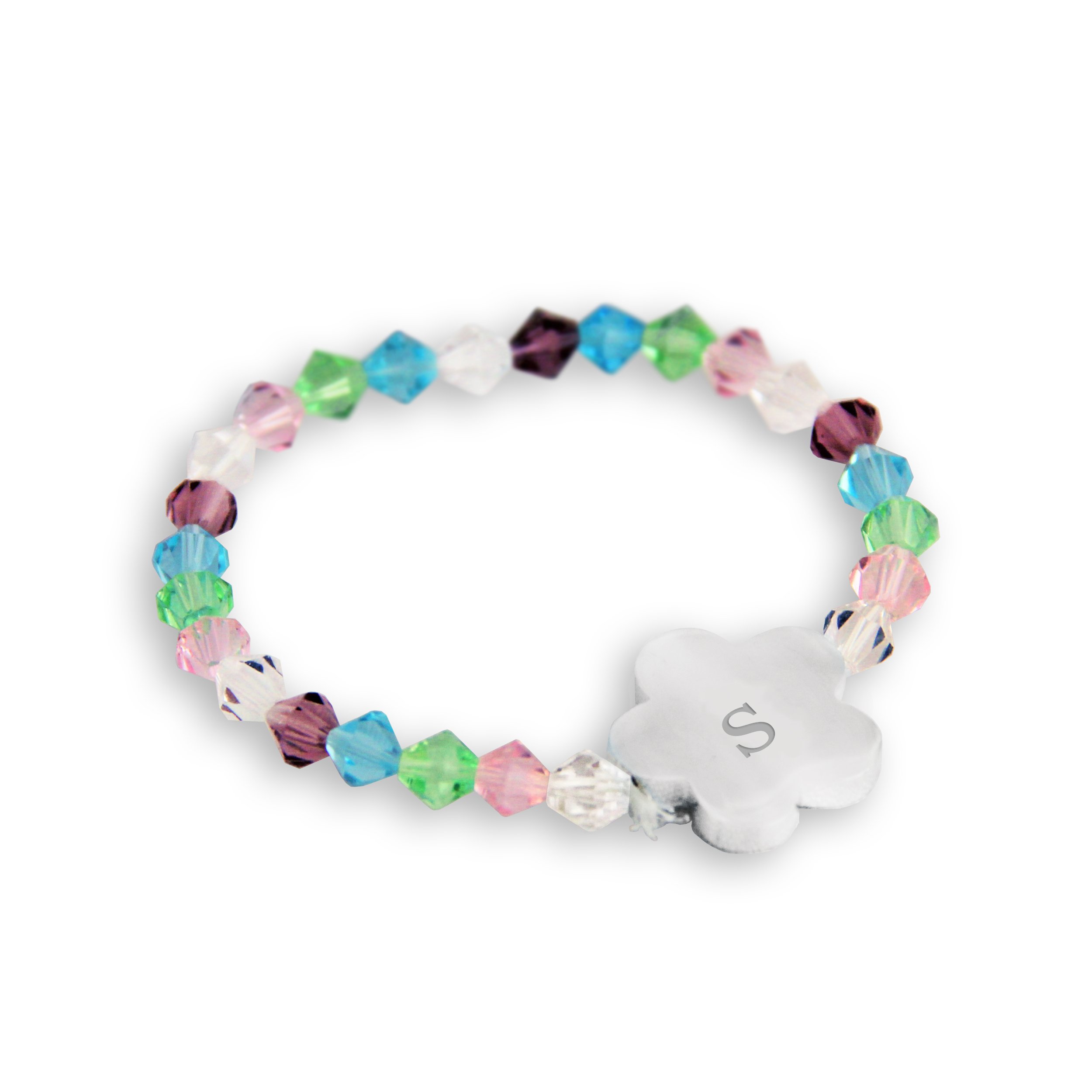 CATHY'S CONCEPTS Personalized Flower Girl Charm Bracelet, Monogrammed Letter S