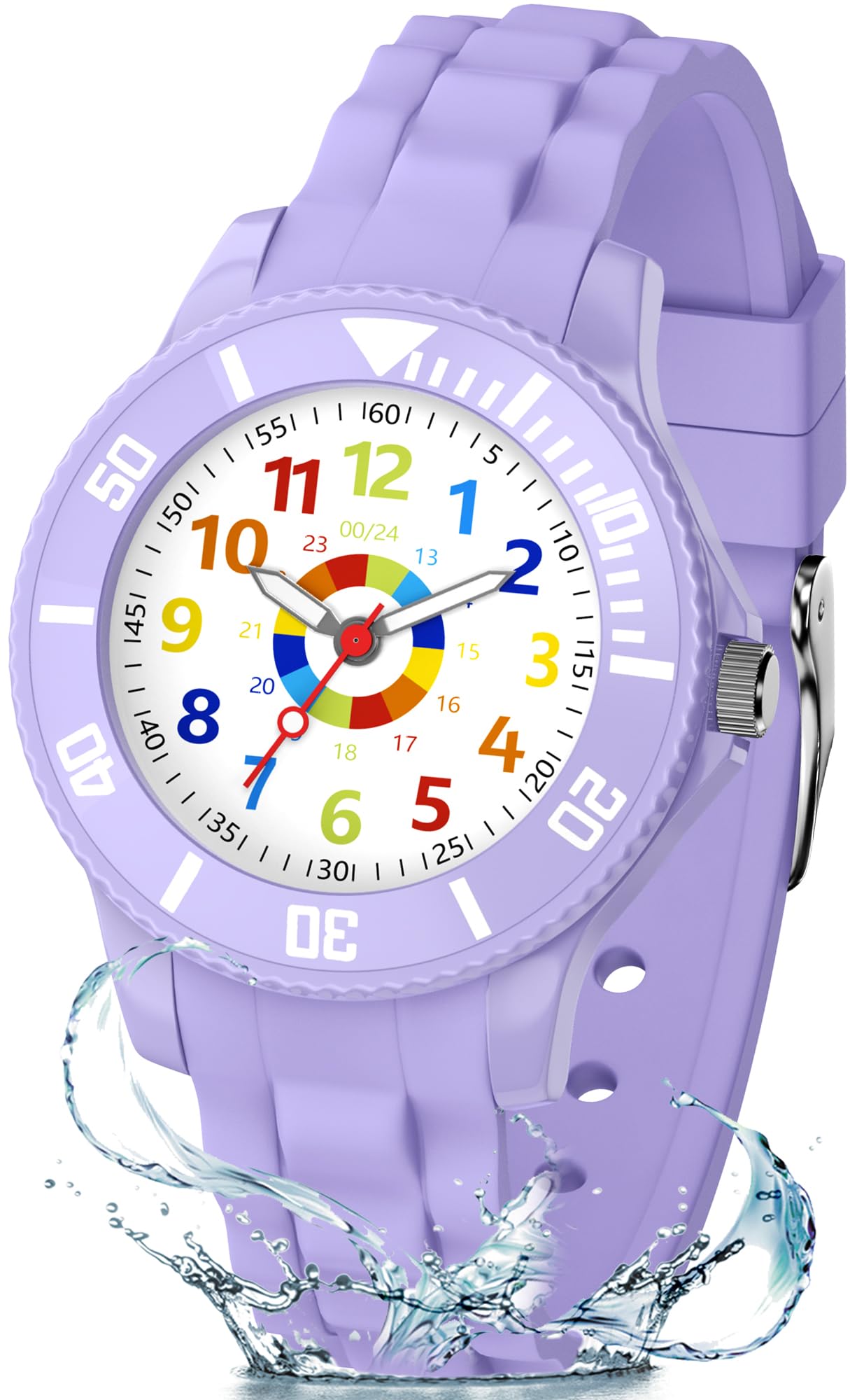 GUUMUXIN Armbanduhr Kinder von Jungen und Mädchen，Analoguhr mit Silikonarmband, 30M Wasserdicht, Kinderuhr zum Zeitlernen, Geeignet für Kinder im Alter von 5-16 Jahren