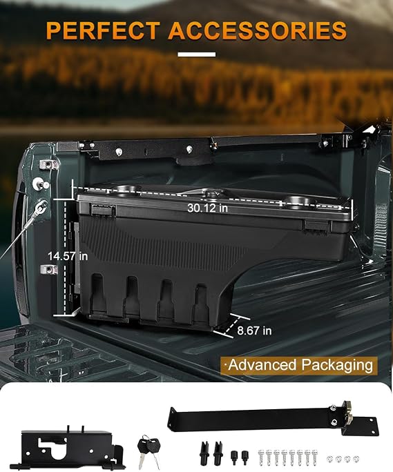 ROADFAR Left Driver Side Truck Bed Storage Box Replacement For Dodge Ram 1500 2500 3500 2002-2010,For Ram 1500 2500 3500 2011-2018 Key Lockable Lid Truck Bed Toolboxes Black