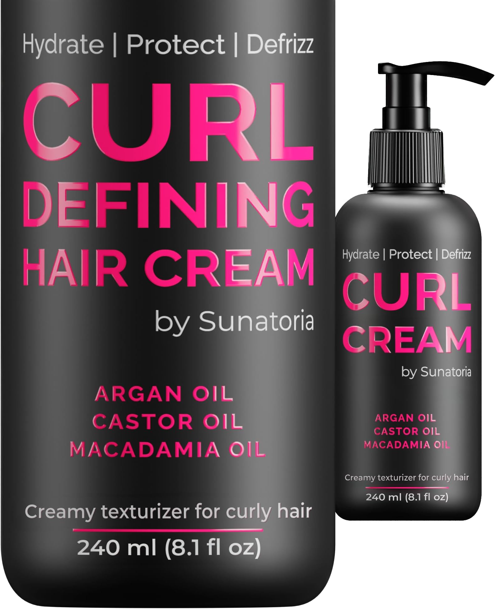 Curl Cream – Lightweight Leave-In Curl Defining Cream for Curly & Wavy Hair, Anti-Frizz Moisturizer and Curl Activator Texturizer with Macadamia and Argan Oil, 8.1 fl oz