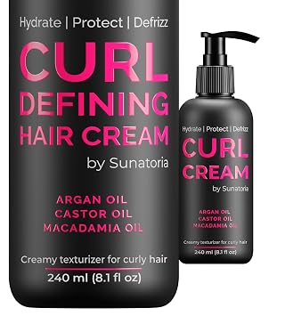Curl Cream Lightweight Leave-In Curl Defining Cream for Curly & Wavy Hair, Anti-Frizz Moisturizer and Curl Activator Texturizer with Macadamia and Argan Oil, 8.1 fl oz