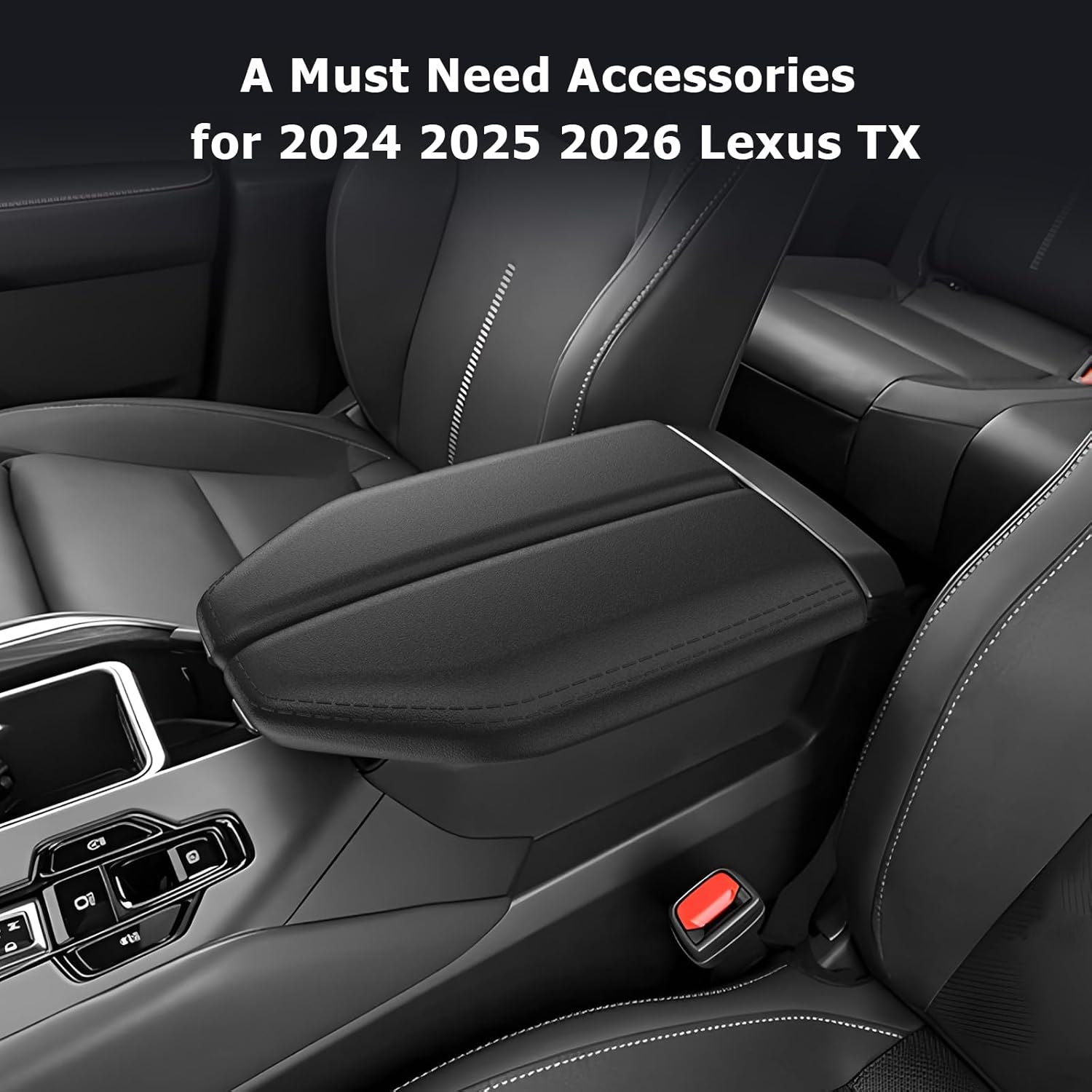 LUWU 2025 2026 TX 350 500h Center Console Cover Compatible with 2024 2025 2026 Lexus TX Accessories TX350/TX 550h+/TX500h Premium/Luxury/F Sport Handling Armrest Arm Rest Console Cover Silicon Black