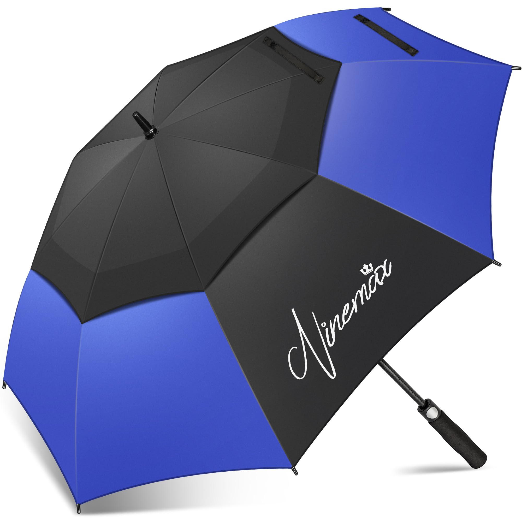 NINEMAX Golf Umbrella Windproof and Rainproof 68inch, Large Umbrella Double Canopy, Golfing Brolly Heavy Duty Unbreakable for Men Women(Black/Navy Blue)