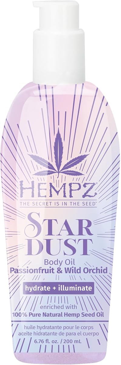 Hempz Star Dust Body Oil, Highlighting Moisturizer, Silver Shimmer Gel, Unicorn Sparkle, 6.76 oz.