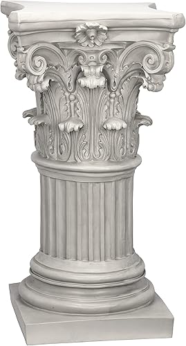 Miniatura 5 de Design Toscano Corinthian - Soporte para plantas de columna de pedestal, mediano de 29 pulgadas de alto, resina de piedra fundida, acabado de piedra