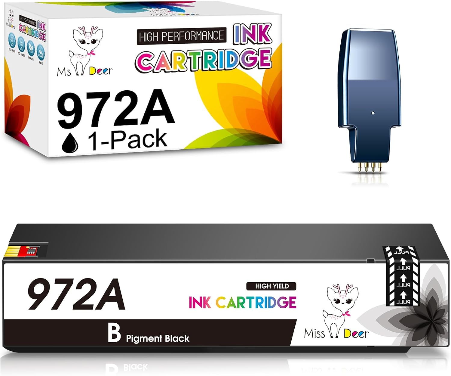 972A Ink Cartridges High Yield Black, (with Upgrade Device) Miss Deer Compatible for HP 972 A 972X BK for PageWide Pro 477dw 577dw 452dw 477dn 452dn 577z 552dw 377dw Printer, Up to 4500 Pages, 1-Pack