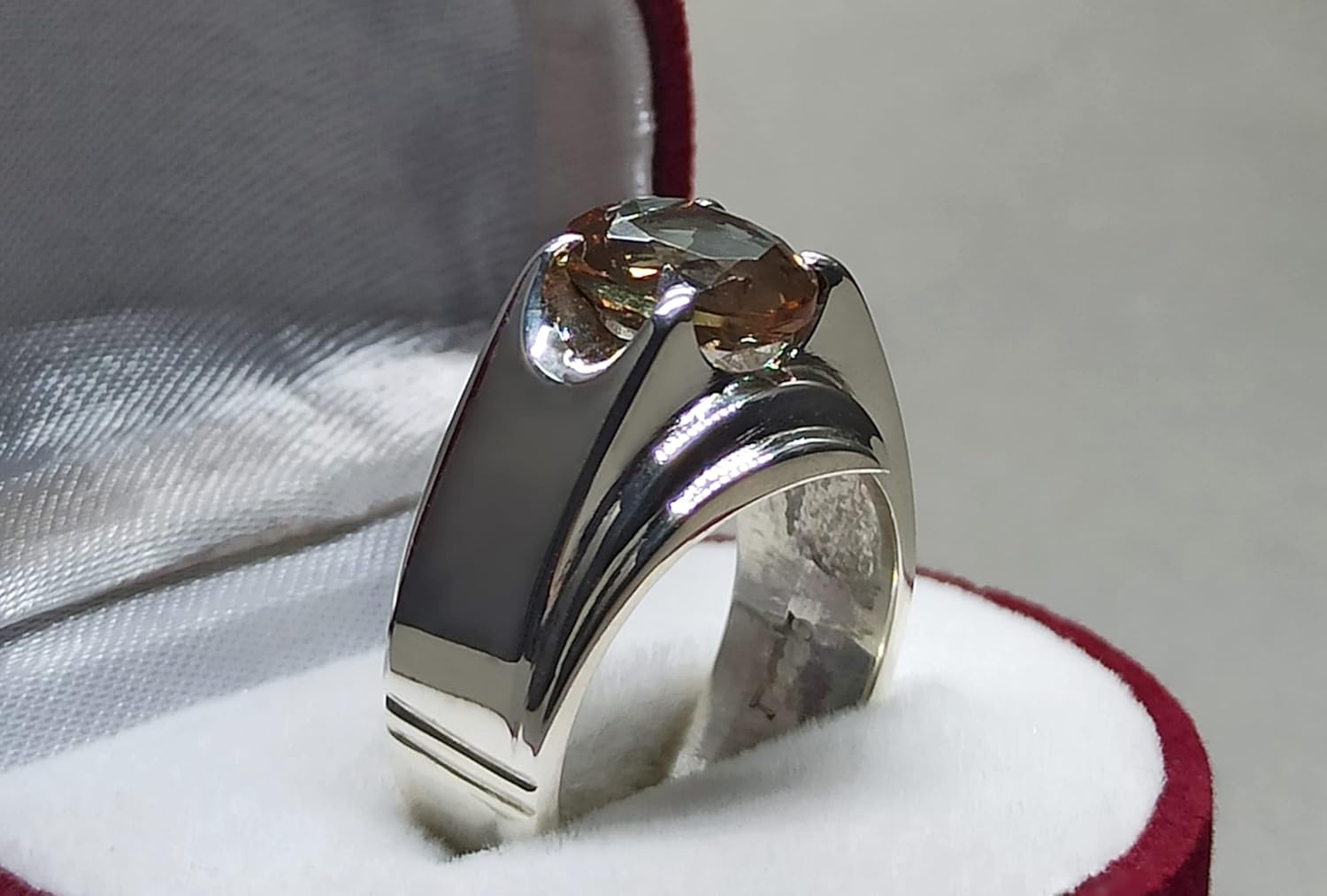 3 Carat Oval Cut Alexandrite Mens Elegant Ring Sterling Silver 925 Handmade Color Changing Gemstone Ring Gift for Him