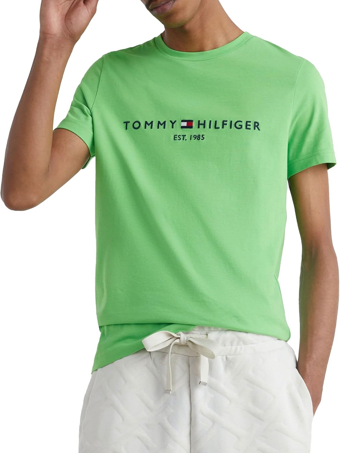 T-shirt Tommy Hilfiger Homme - Manches Courtes, Logo Iconique, Confort Optimal - Vert, Taille M
