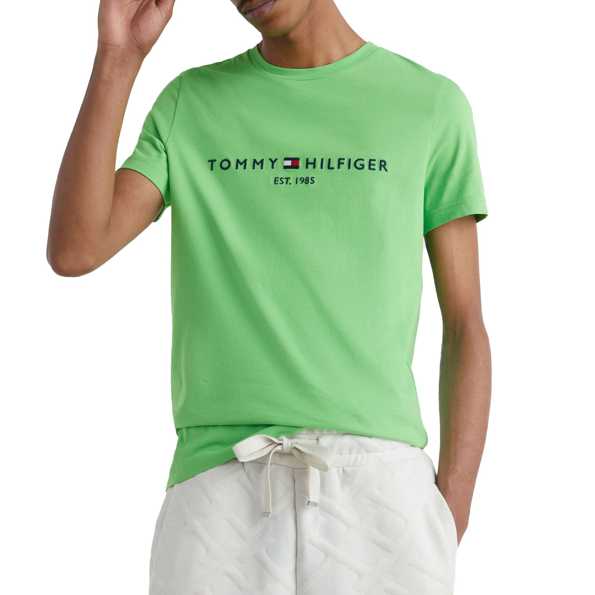 T-shirt Tommy Hilfiger Homme - Manches Courtes, Logo Iconique, Confort Optimal - Vert, Taille M