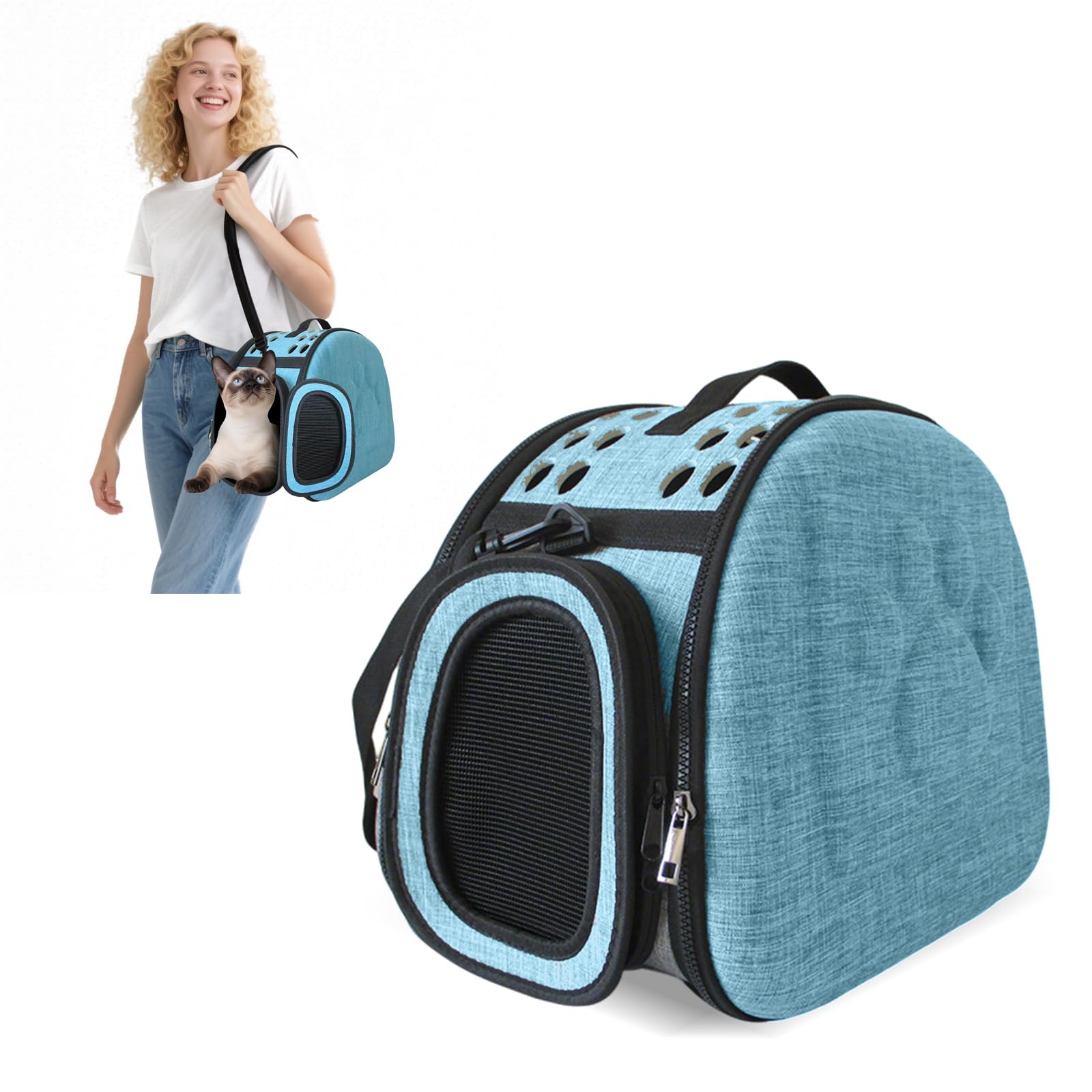 Sac de Transport pour Chat Cage Sac de Lapin Caisse Voyage pour Chat Chien Petit Transporteur de Chat Caisse de Transport pour Petits Animaux Respirable Démontable Lavable Pliable