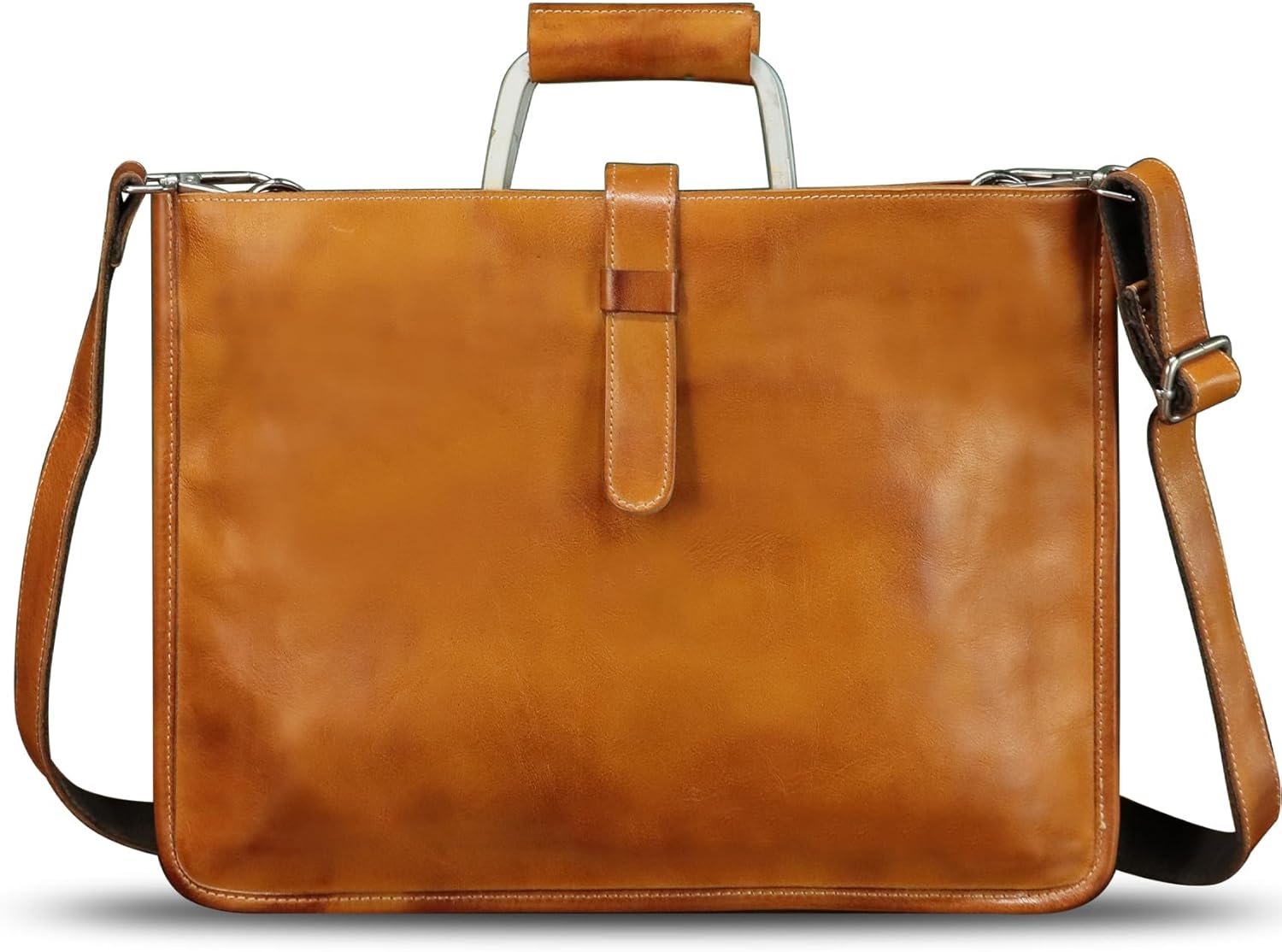 Genuine Leather Slim Briefcase for Men and Women Vintage Crossbody Shoulder Messenger Bag for Business Laptop