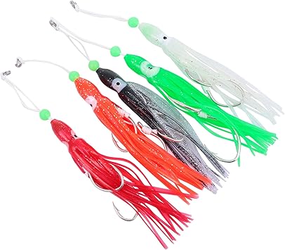 Amazon Co Jp Lioobo 12センチ釣りタコイカルアー現実的な釣りマグロ餌トローリング海水餌漁師釣り愛好家5ピース盛り合わせ色 ペット用品