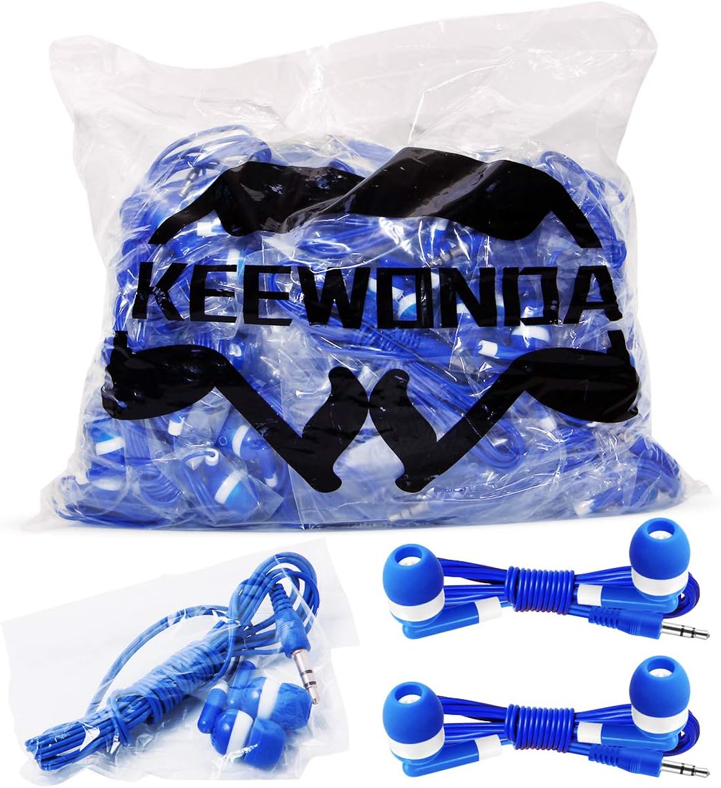 Keewonda Earbuds for Kids for School 30 Pack Bulk Earbuds for Classroom Wired Multi Pack 3.5mm Earphones Headphones for Students Teens Adults