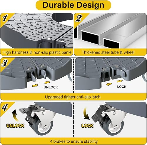 Vista 25 de Goovilla Soporte para plantas con ruedas resistente, 1 paquete ajustable de 15 a 22 plantas con ruedas giratorias bloqueables de 440 libras, soporte