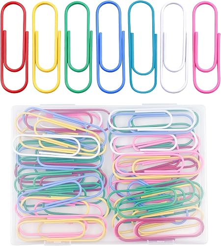 40 Pack 4 Inches Jumbo Paper Clips,Super Large Paperclips Colored,Vinyl Coated Multicolored Extra Clips,Paperclips Paperwork Ideal for Home School Office (7 Color)