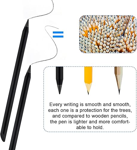 Miniatura 4 de 2 lápices de metal sin tinta, lápiz infinito, reutilizables, ilimitados, eternos, con 2 puntas de repuesto para escribir, oficina, escuela