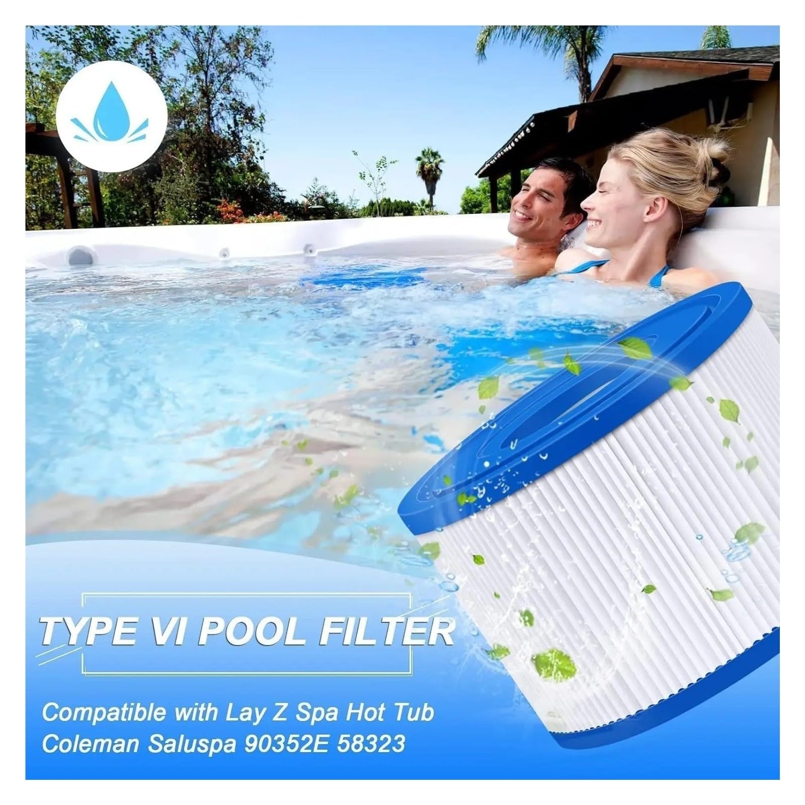 Compatibile con Filtro Bestway Dimensione VI, 58323, Cartuccia Filtro, Compatibile con Lay-Z-Spa, Parigi, Miami, Vegas, Monaco, Palm Springs, for Intex(12pcs)