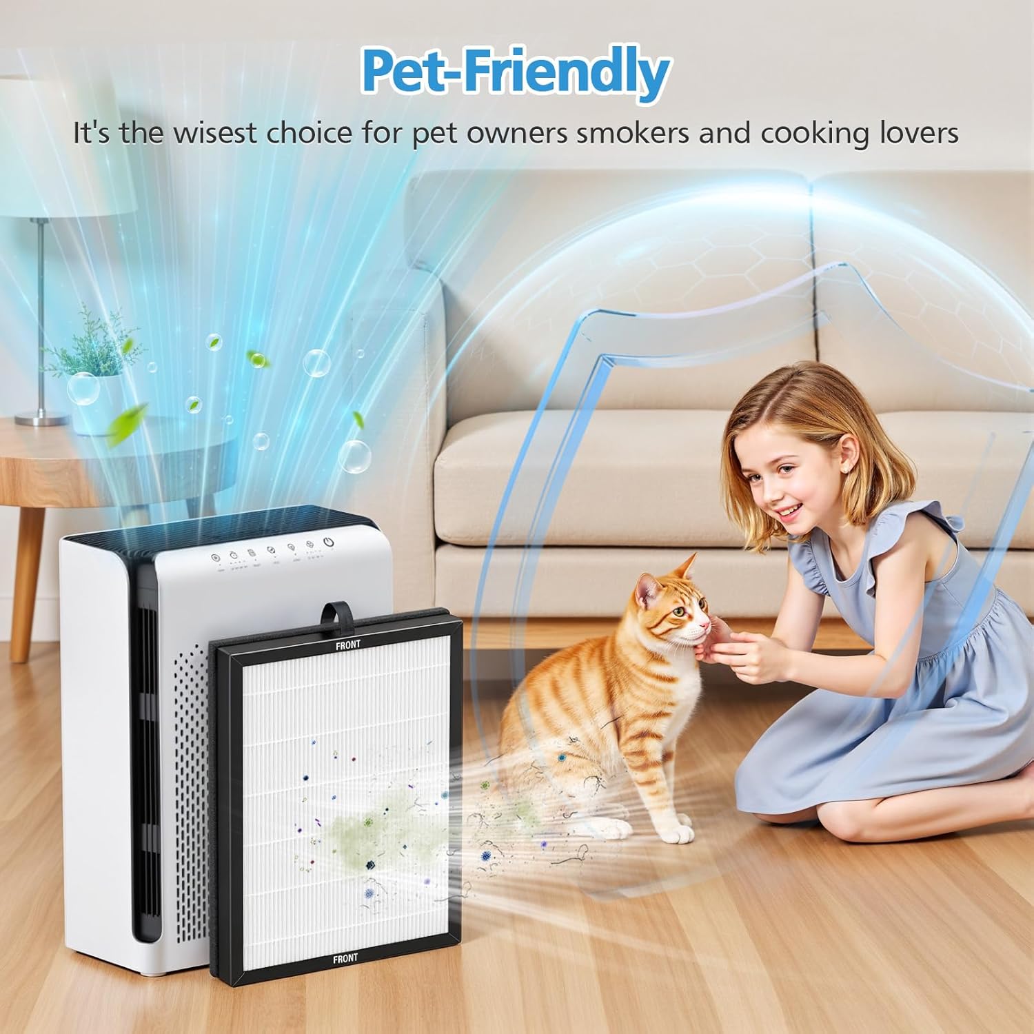 M200L Replacement Filter Compatible with MOOKA M200L Air Purifier, 3-in-1 HEPA Activated Carbon Replacement Filter for Home Office Bedroom, M200L HEPA Air Filter Cleaner for Pet Hair Dander Smoke