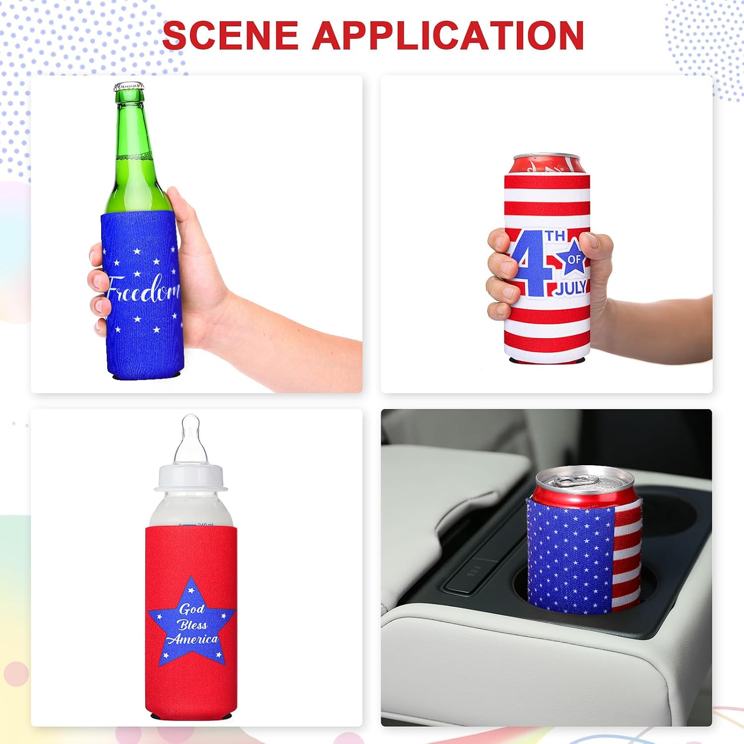 BBTO 6 Pack American Flag Slim Can Sleeves Neoprene Cooler for Drinks