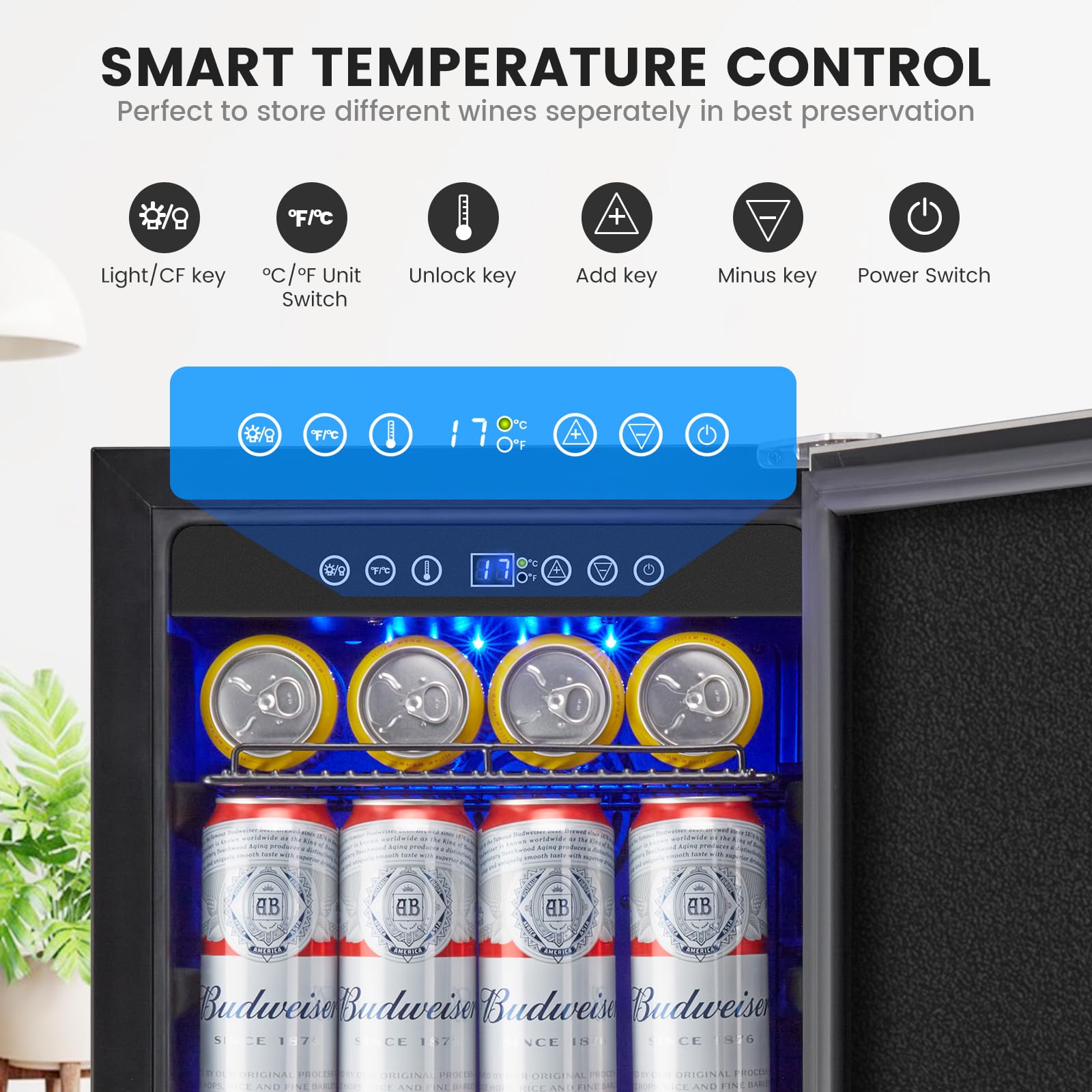 Colzer 15 Inch Beverage Refrigerator, Stainless Steel Beverage Fridge, Under Counter Beer Mini Fridge, Indoor/Outdoor Refrigerator For 130 Cans, Beverage Cooler For Patio/Kitchen/Party on Fridge.com - View 2