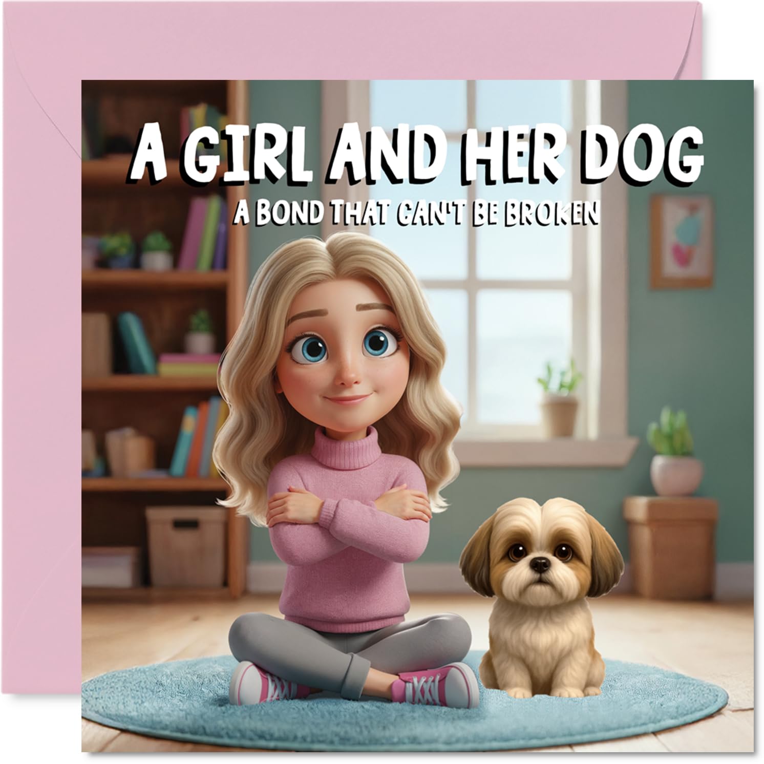 Shih Tzu Birthday Card for Women - A Girl and Her Dog - Happy Birthday Card for Women, 145mm Female Greeting Cards
