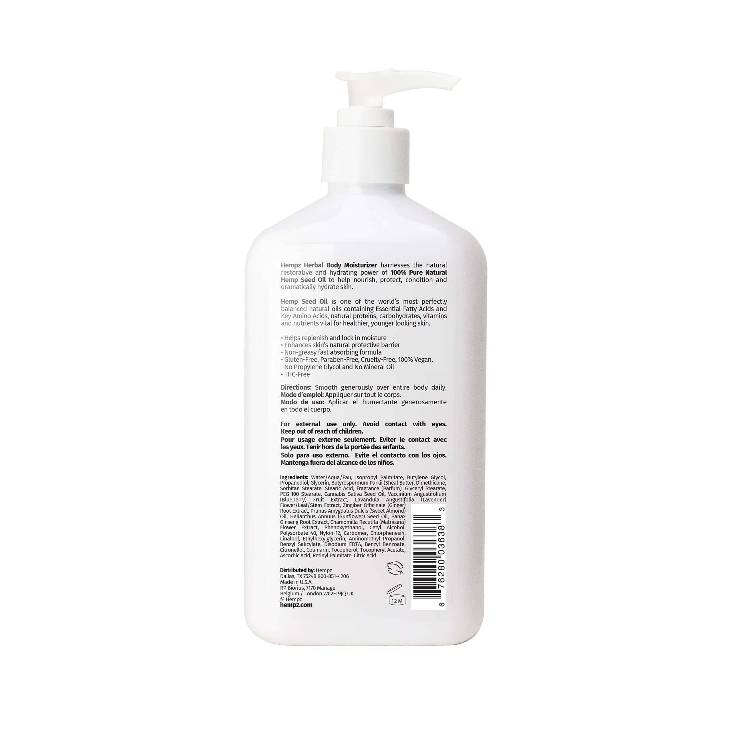 Hempz Blueberry Lavender & Chamomile Herbal Body Moisturizer, 17 Fl Oz
