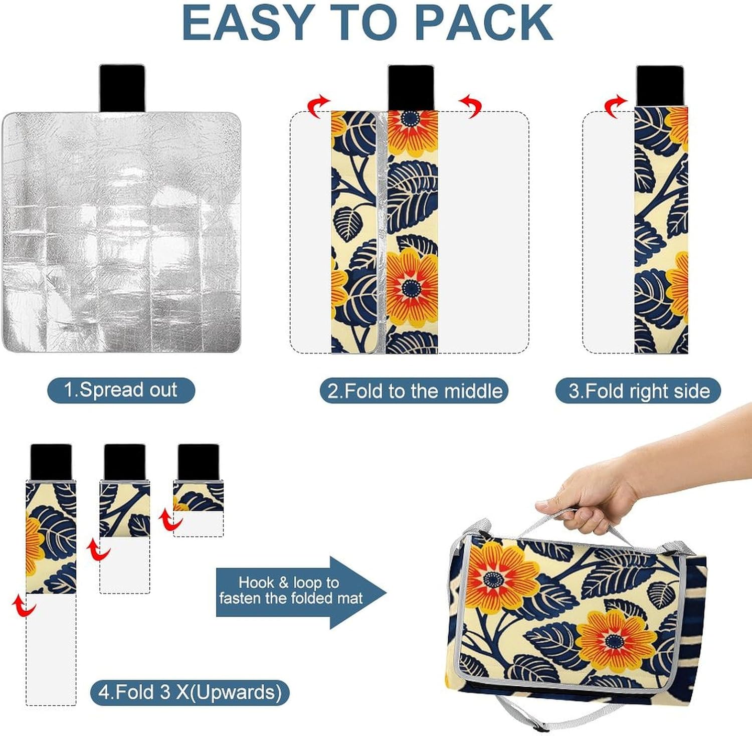 Outdoor Picnic Blanket Extra Large Beach Blanket Waterproof Picnic Mat African Art Print Camping Blanket Portable with Carry Strap Park Blanket for Grass Camping Park