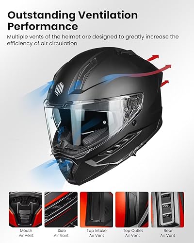 Miniatura 4 de ILM Cascos de cara completa para motocicleta DOT ECE para hombres y mujeres con doble visera pinlock inserto Street Racing casco Cascos para Motos