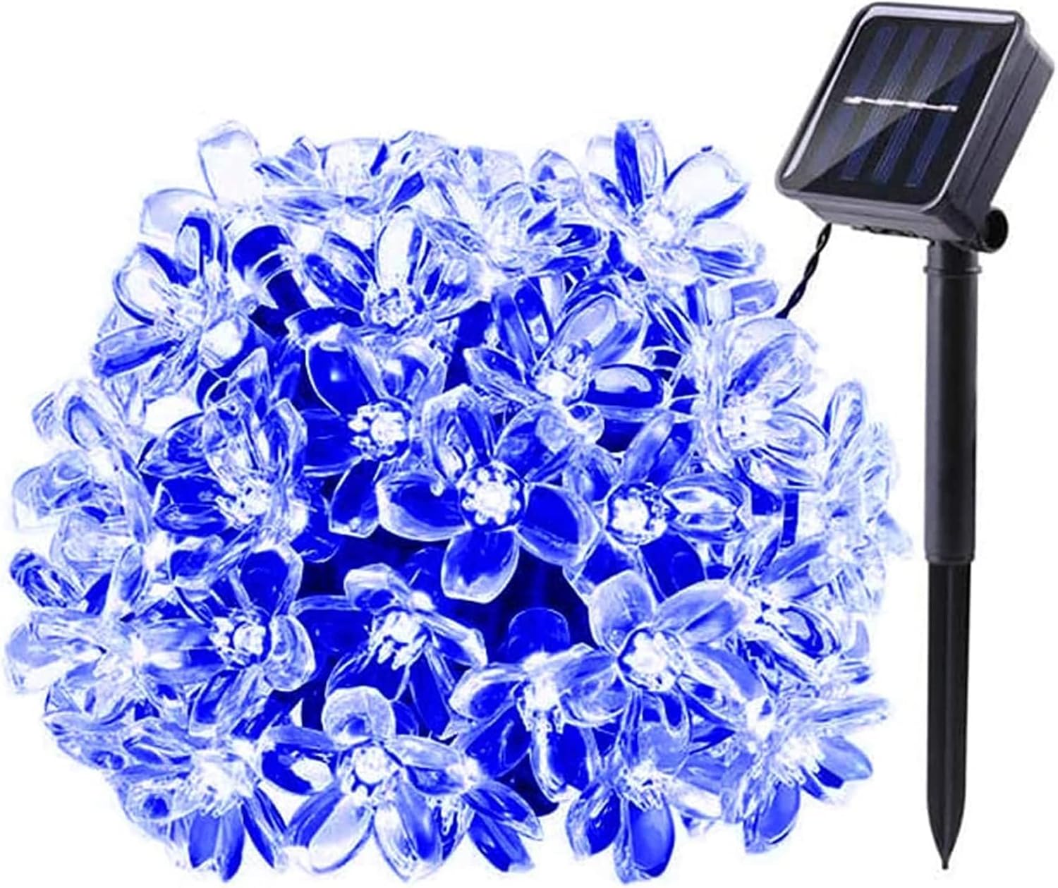 Solar Garden Lights, Cherry Blossom Flower String Lights 36FT Waterproof with 8 Modes, 100 LED Solar Light String for Outdoor, Indoor, Yard, Fence, Wedding Decoration (Blue)