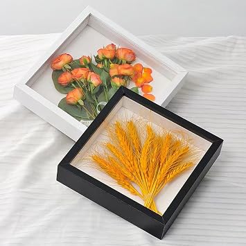 3D Picture Frame 20 x 20 cm Deep Frame for Objects up to 5 cm Object Frame for Filling Square Shape 3D Picture Frame for Objects Photos Artworks Memories Flowers (White)