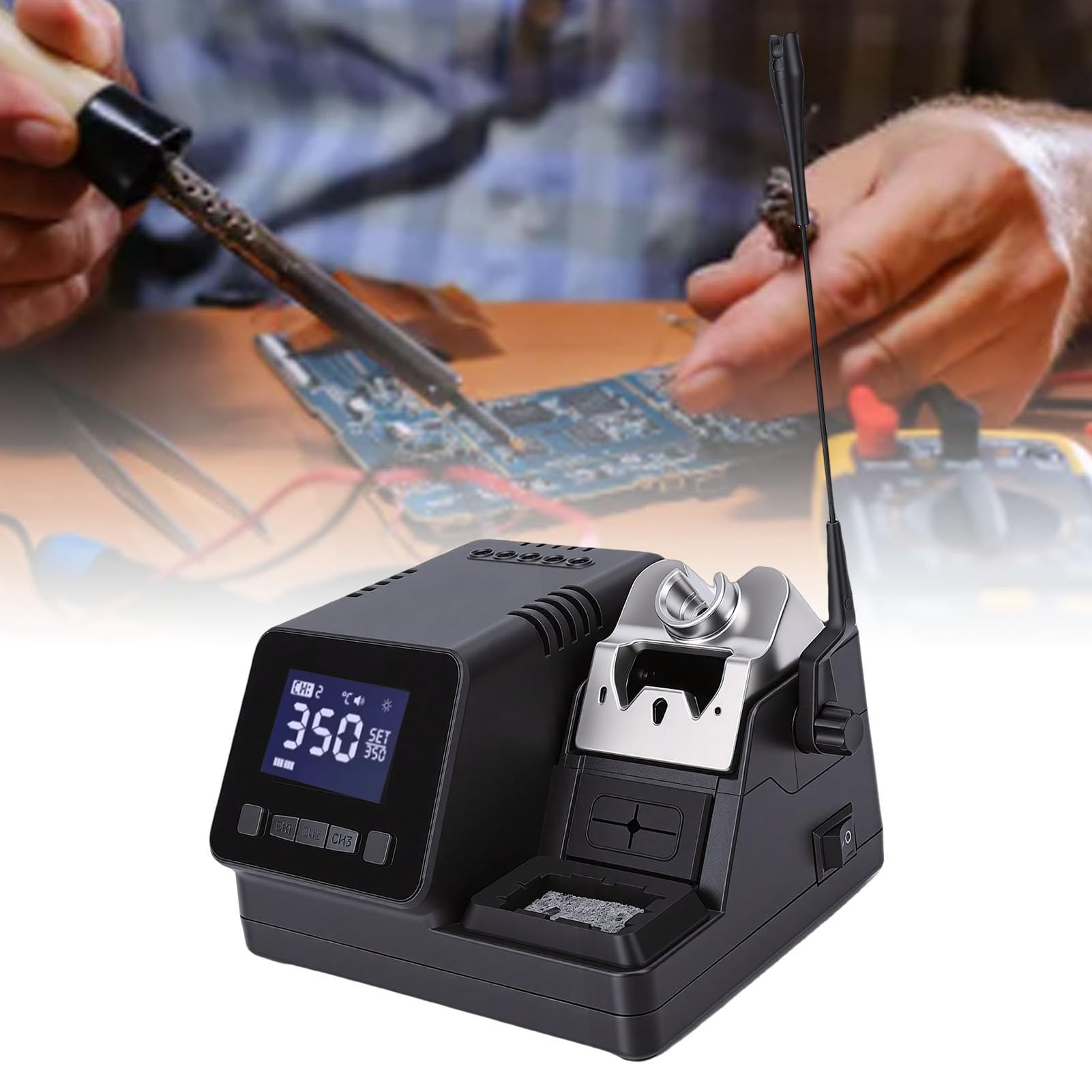 Vikye Zestaw Stacji Lutowniczej T23 120 W, Szybkie Nagrzewanie 2S, Zestaw Stacji Lutowniczej z Wyświetlaczem LCD i opalarką, Automatyczne Uśpienie i Obsługa Kalibracji (wtyczka UE)
