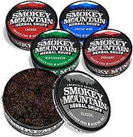Vista 15 de Smokey Mountain - Tabaco a base de hierbas de corte largo – Menta ártica – Caja de 5 latas - Rapé sin tabaco y sin nicotina