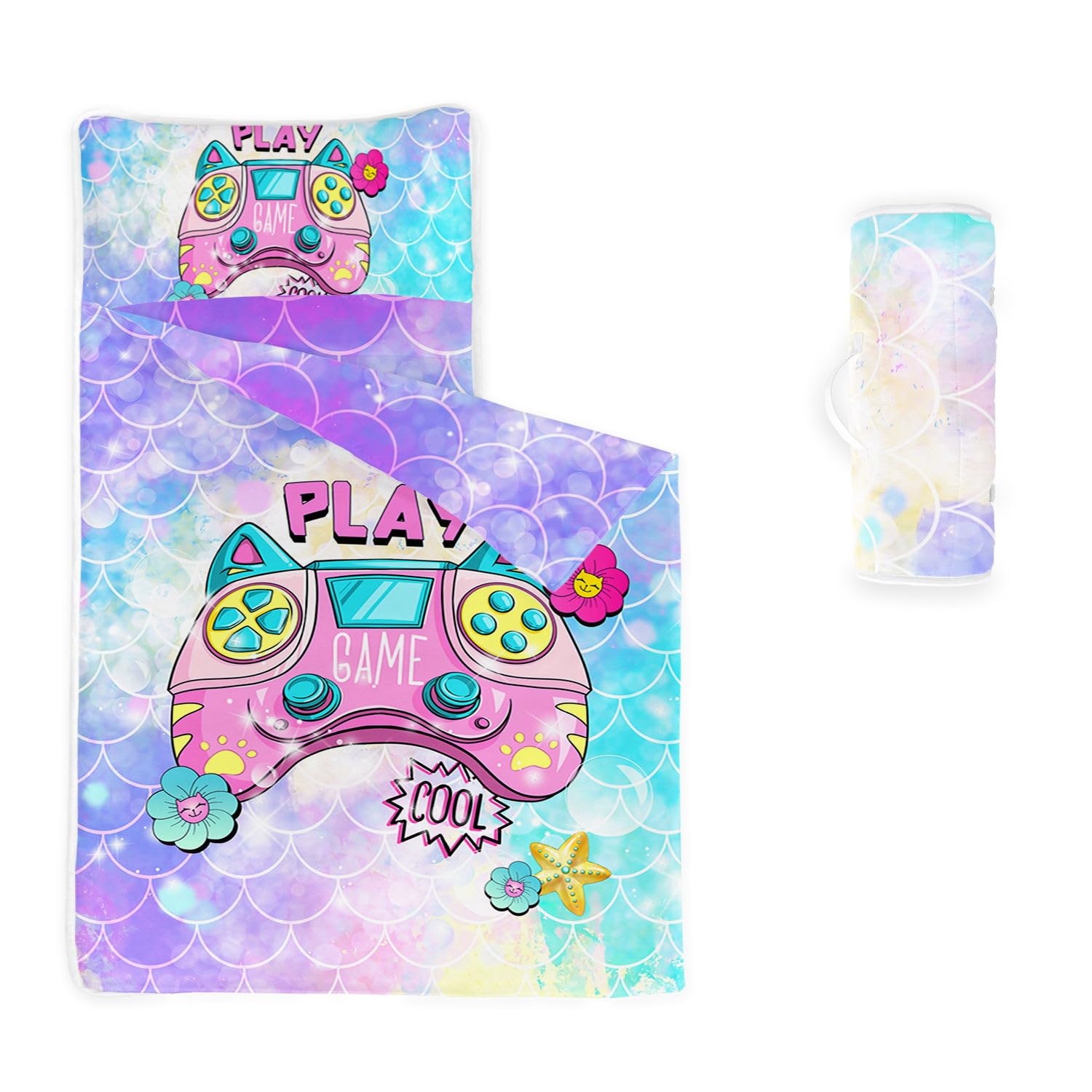 HOSIMA Nap Mat -Cute Gamepad Sleeping Bag with Removable Pillow - Daycare and Sleepovers Preschool Kindergarten Bedding Set for Kids Toddler Boys Girls(Cute Gamepad Large) โ image 1