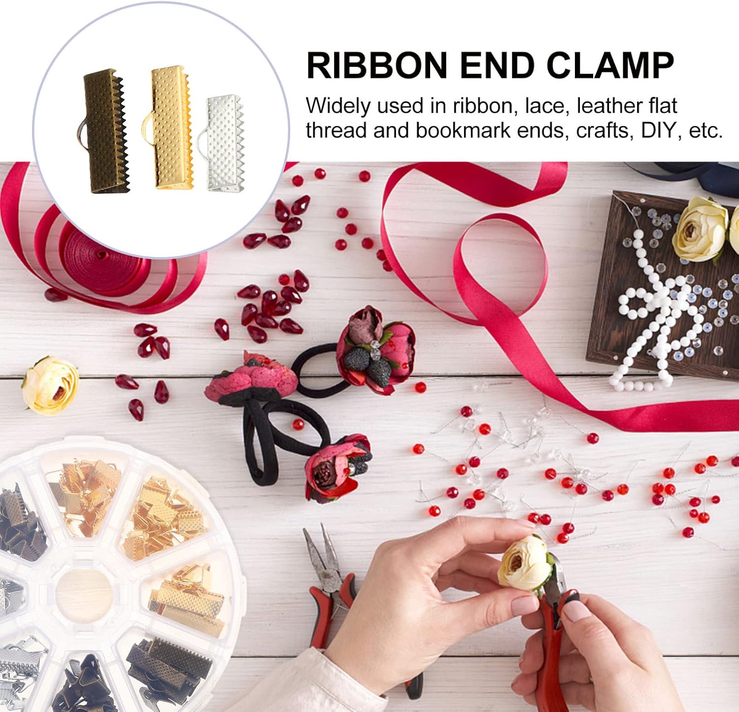 135pcs Ribbon End Clamp Crimps for Jewelry Making Practical Jewelry Cord Ends Clips for Necklaces and Bracelets and Break Resistant Craft Accessories