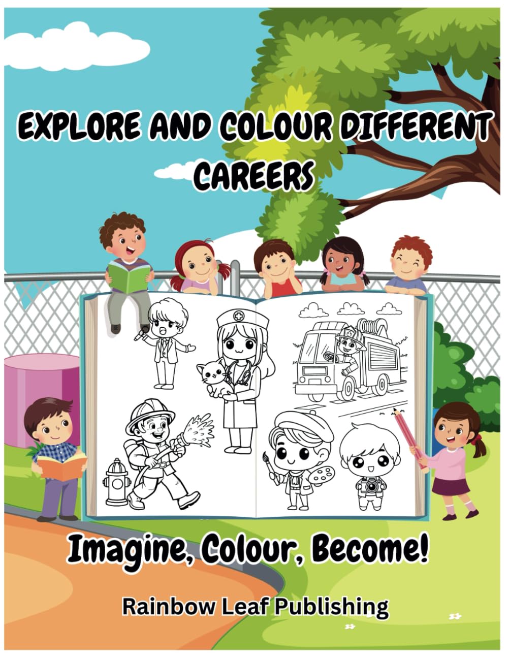 Explore and Colour Different Careers: Imagine, Colour and Become! With big, simple illustrations perfect for tiny hands, kids can explore different jobs while bringing them to life with colour.