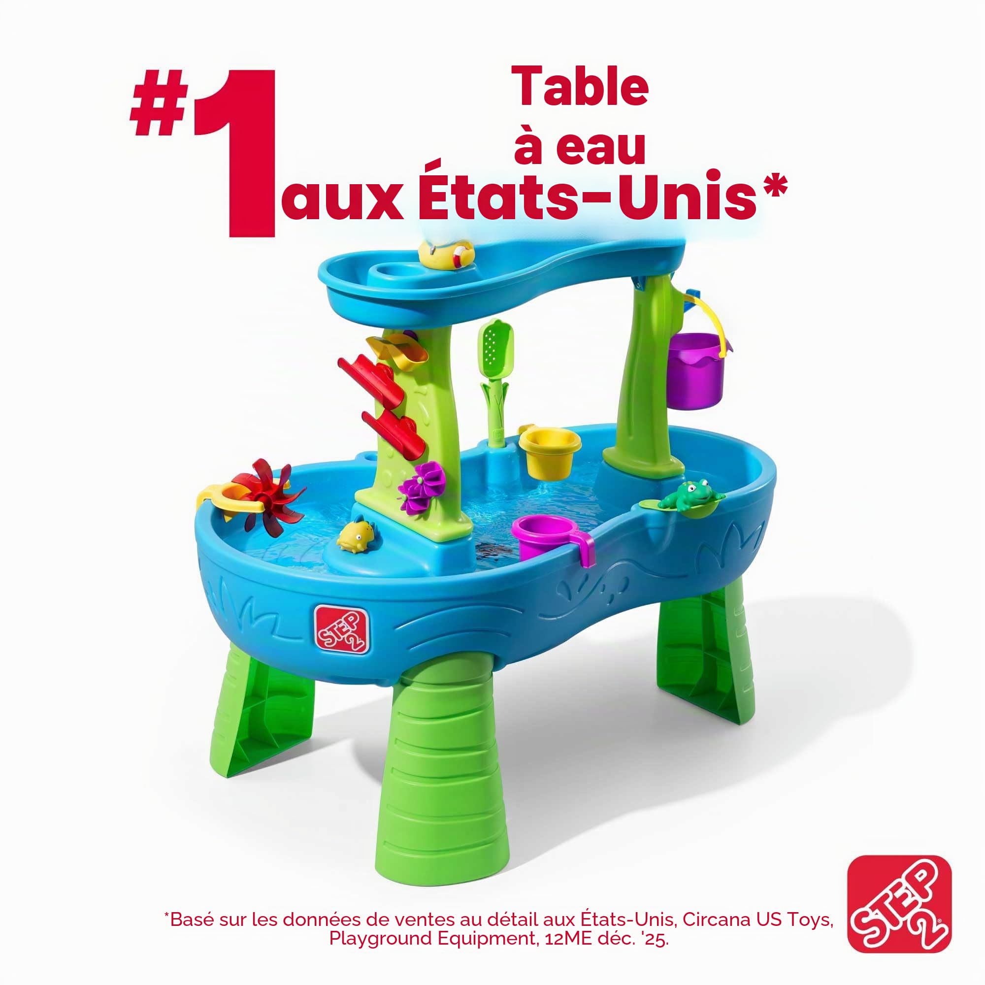 Step2 Rain Shower Splash Table d'eau avec 13 Accessoires - Bleu & Vert | Jeu extérieur Aquatique | Activité pour Le Jardin
