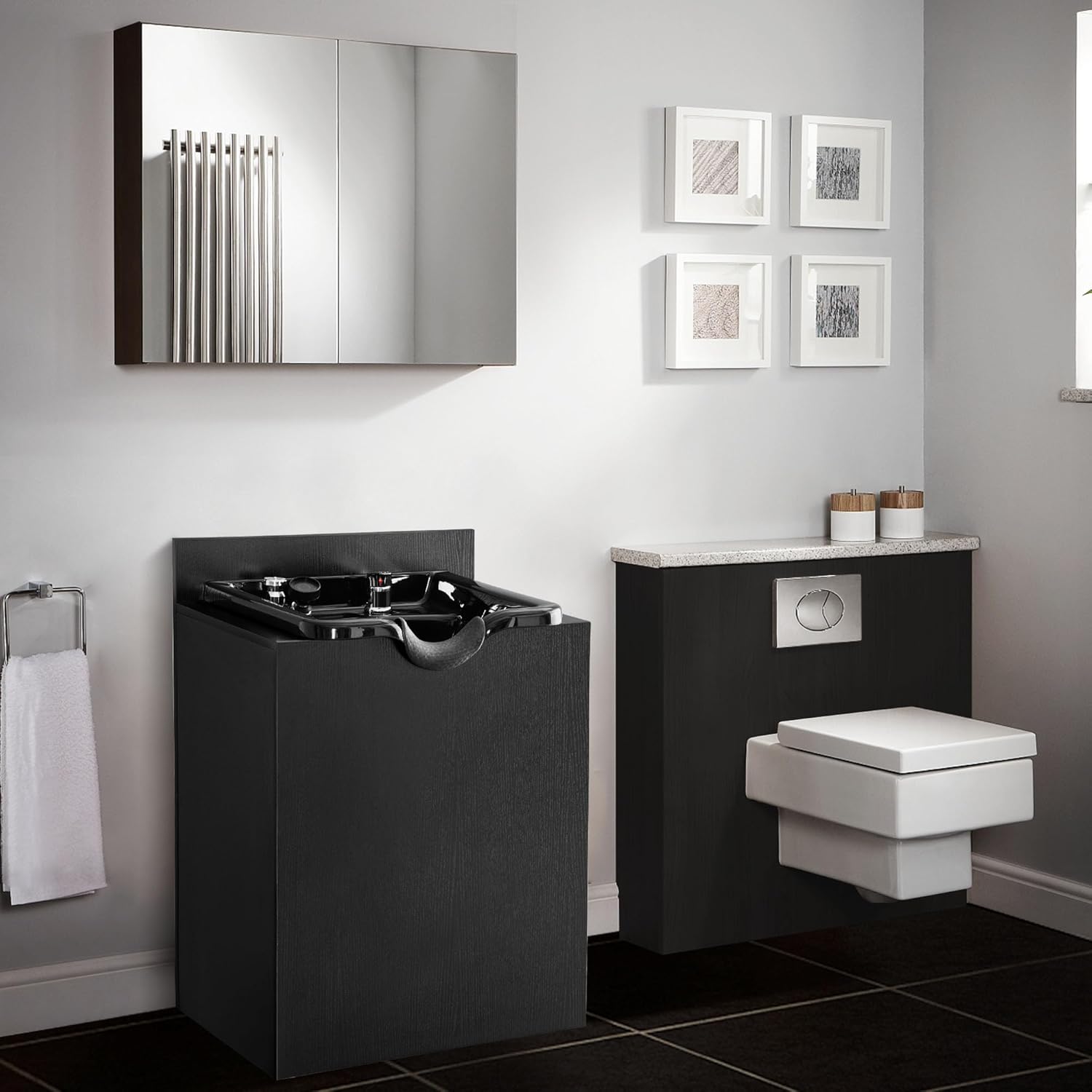 Black Particle Board and PVC Salon Shampoo Station