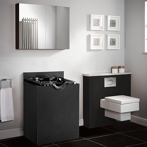 Miniatura 7 de BarberPub Estación de fregadero de retrolavado de champú con cuenco de champú, equipo de belleza de salón de spa 6154-7134, negro