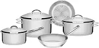 Jogo de Panelas Tramontina Solar em Aço Inox com Fundo Triplo e Tampas de Inox 5 Peças
