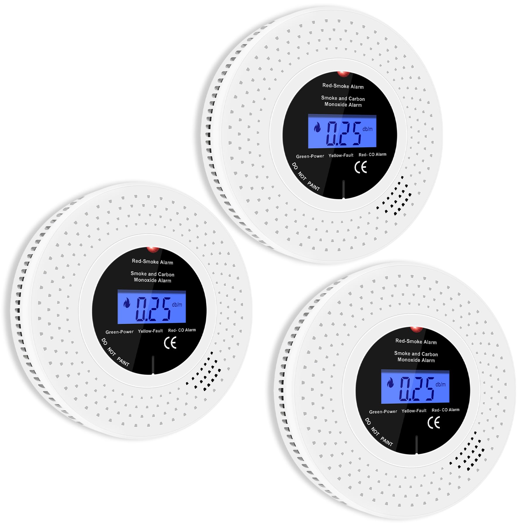 iMeistek Combination Smoke Alarms and Carbon Monoxide detectors, 10 Year Life Smoke and Carbon Monoxide Alarms With replaceable batteries, EN 14604 and EN 50291 Approved,3PCS