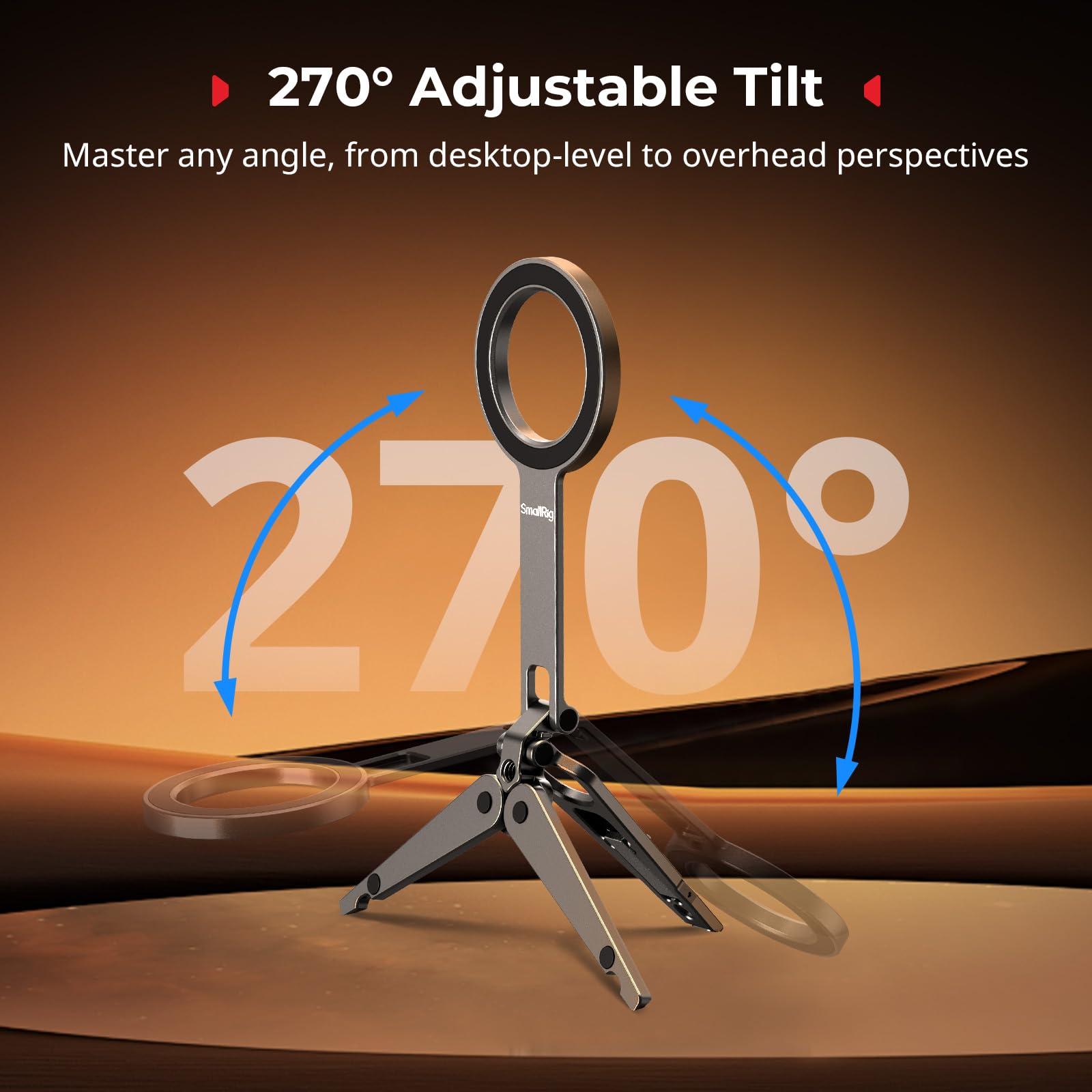 SMALLRIG Treppiede Magnetico Doppio per Telefono, Impugnatura in Metallo per Supporto Cellulare con Filettatura, Supporto Regolabile a 270°, Mini Treppiede Tascabile per iPhone 17/16/15/14/13 -5649