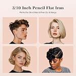 SAOSA Pencil Flat Iron for Short Hair Women, 3/10" Mini Hair Straightener with 9 Temp Settings (190°F-430°F), Fast Heating Dual Voltage Flat Iron for Pixie Cut Bangs Edges Curling, with Pouch & Glove
