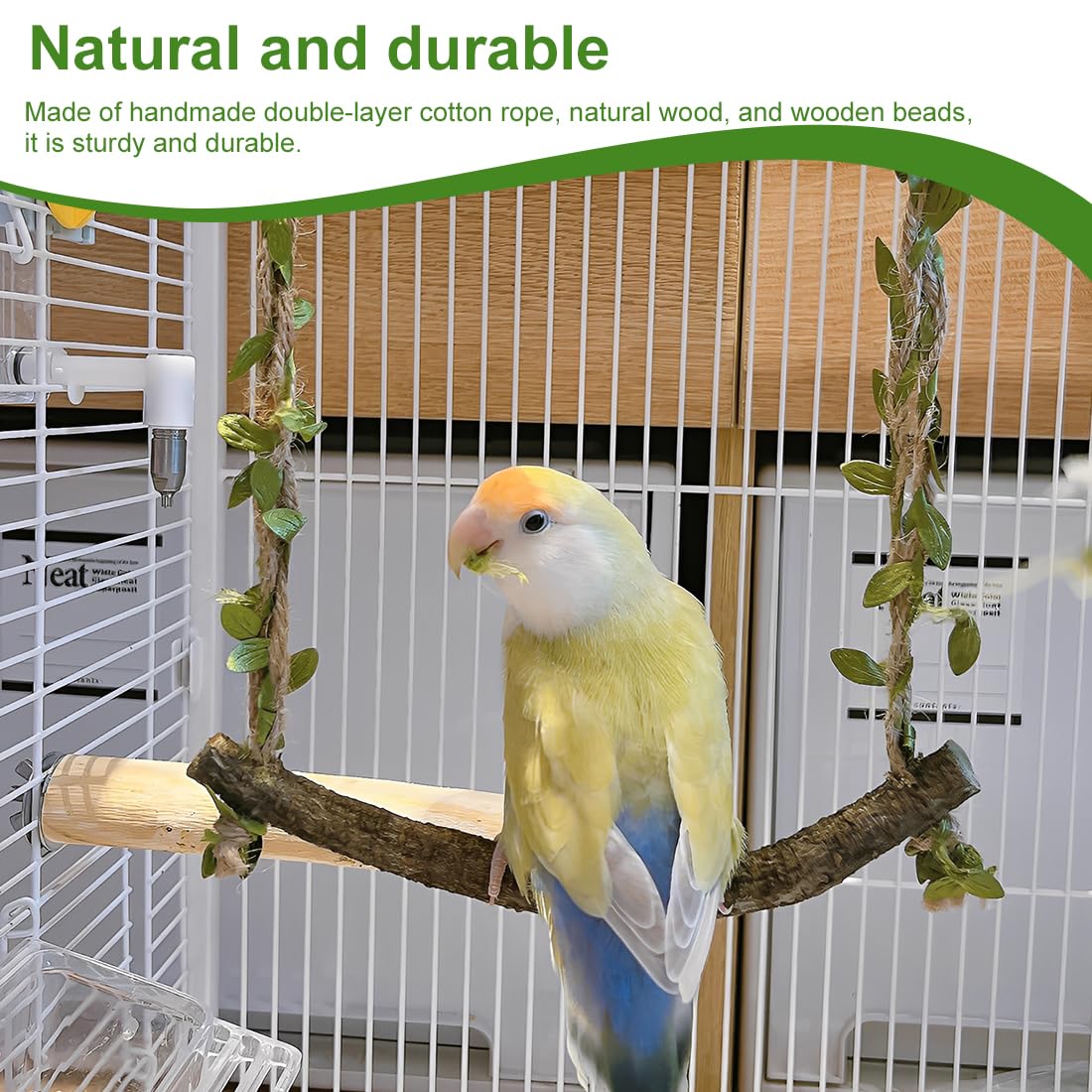 Altalena per Uccelli Giocattolo di Uccelli in Legno,Naturel Giochi per Pappagalli,Trespolo per Pappagalli,Altalene per Pappagalli,Gabbia dell'Uccello Che Appende i Giocattoli