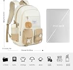 Girls Backpack,School Backpack for Teens,15.6in Laptop Backpack Kids Backpack for Middle School College Students,Cute Bookbag for Women,Khaki Beige