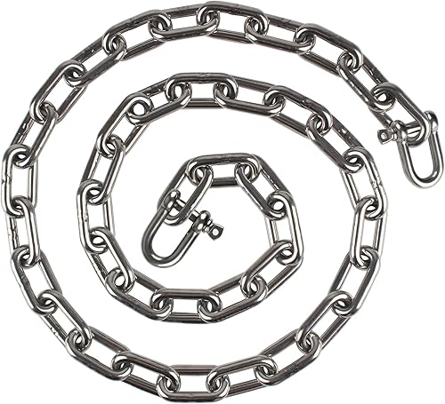 VEITHI Anchor Chain,316 Stainless Steel Boat Anchor Chain, Anchor Chain for Boats with 2 Pcs Shackles,Marine Grade(3 Size)