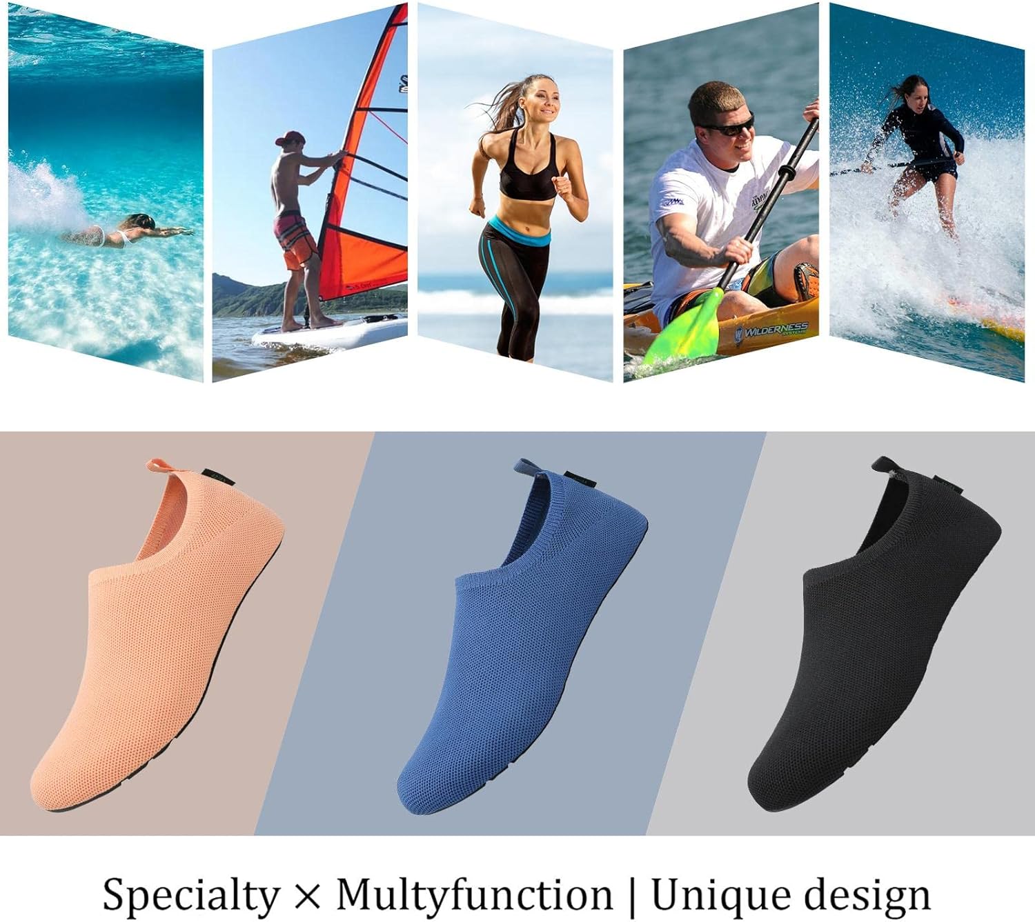 Miniatura 7 de Zapatos acuáticos para hombre y mujer, de secado rápido, para playa, piscina, natación, buceo, surf, deportes acuáticos, caminar, yoga