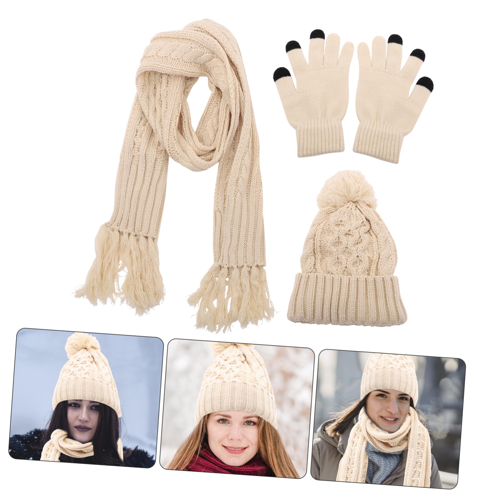 Gorro De Lana Para Otoño E Invierno Gorros Guantes De Invierno Bufandas De Punto Suaves Mitones Trajes Para Mujer Gorro De Punto Bufanda Accesorios De Invierno Guantes De