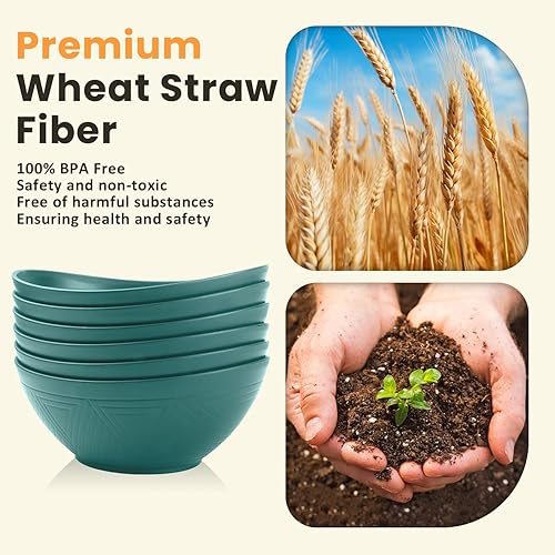 Miniatura 3 de Homienly Cuencos para ensalada, 6 cuencos de paja de trigo, cuencos grandes de 60 onzas, aptos para microondas y lavavajillas, cuencos de cereales