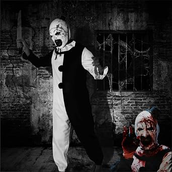 Terrifier Art the Clown Mask, Halloween Clown Mask, Fun Horror Adults Masks, Adult Latex Terrifying Scary clown masks for Halloween Party Full Head Costume Props